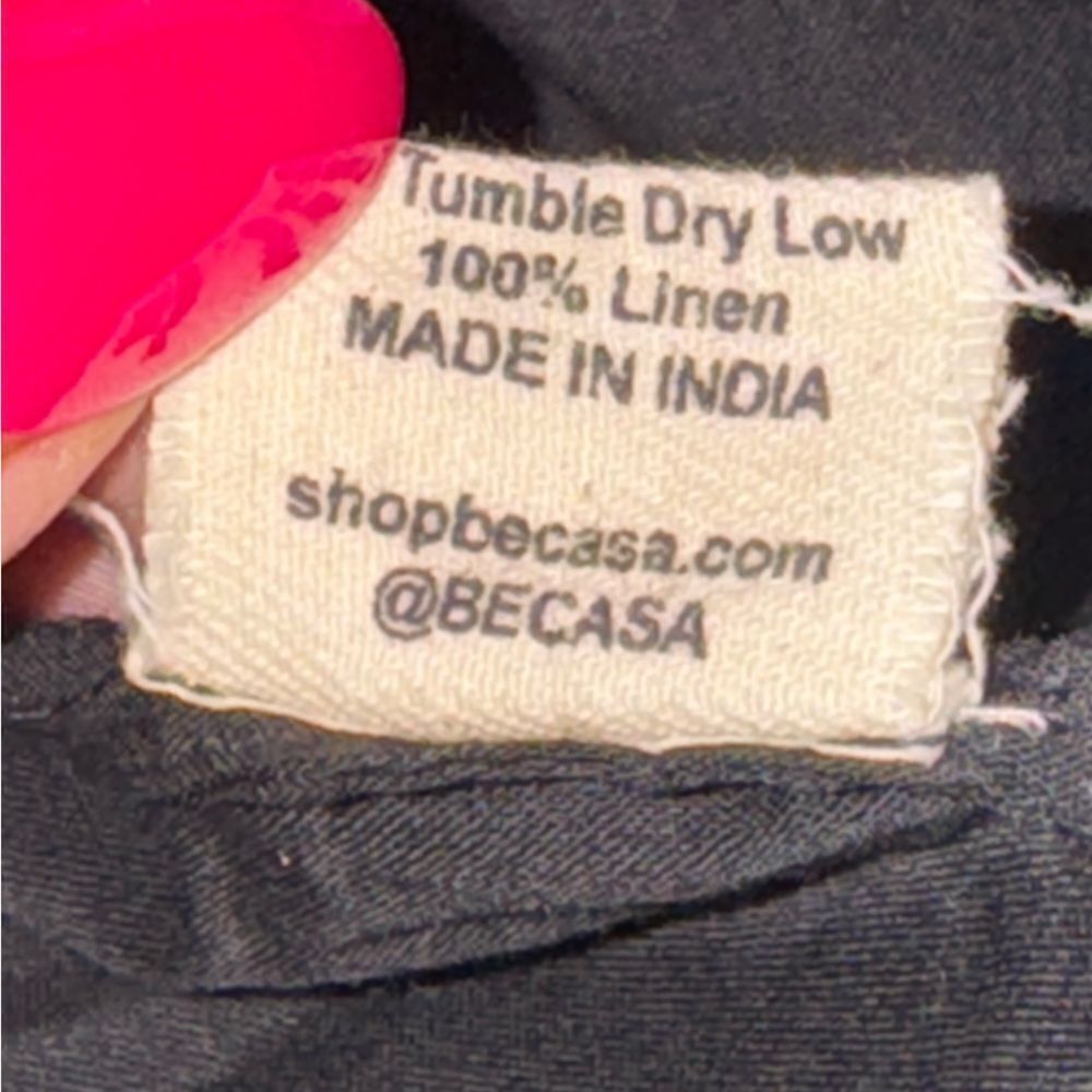 Nwt Becasa 100% Linen Black Dress With Tiered Mini Short Sleeve Dress Sz Small — image 6 of 7